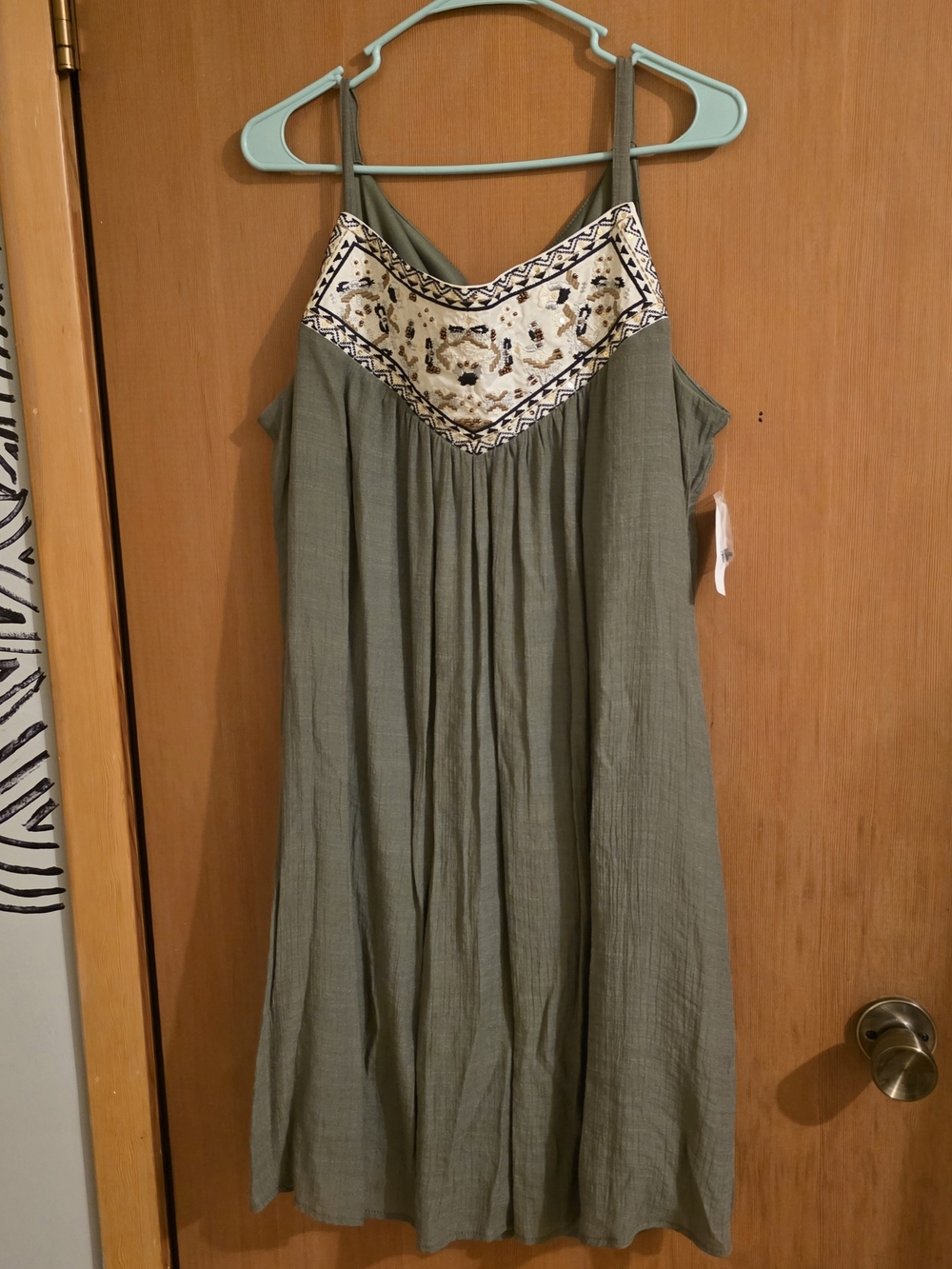 Westport Embroidered Olive Green Dress - Size XL